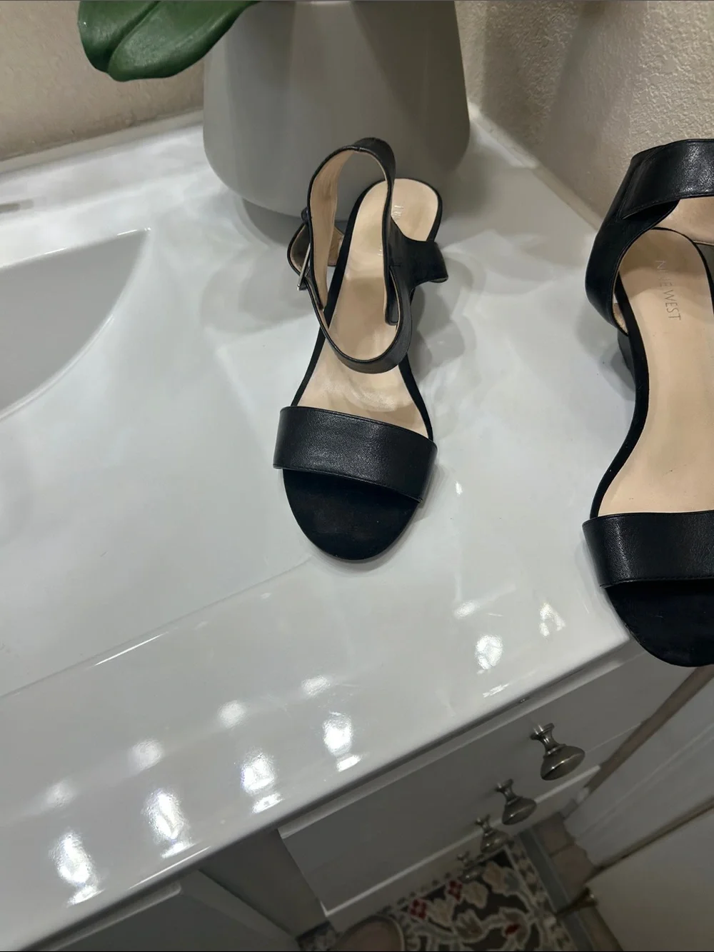 Black Women's Open-Toe Block Heel Sandals